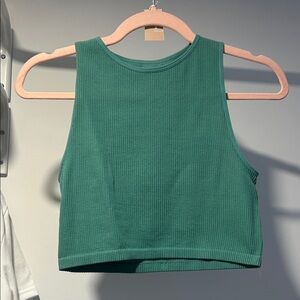 Ardene Ribbed Crop Tank Top - Teal Green
